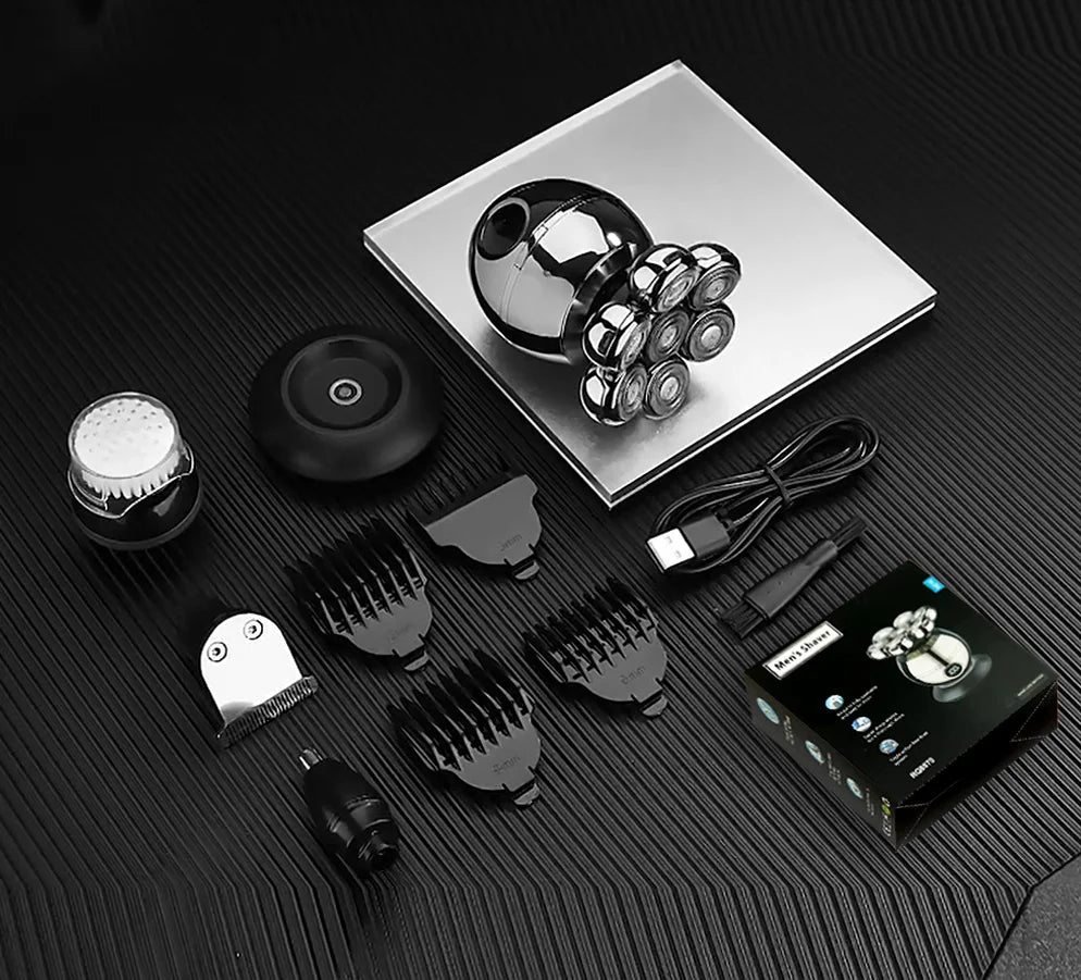 7D Floating Head Electric Shaver for Men — Skull Design, Waterproof & Portable