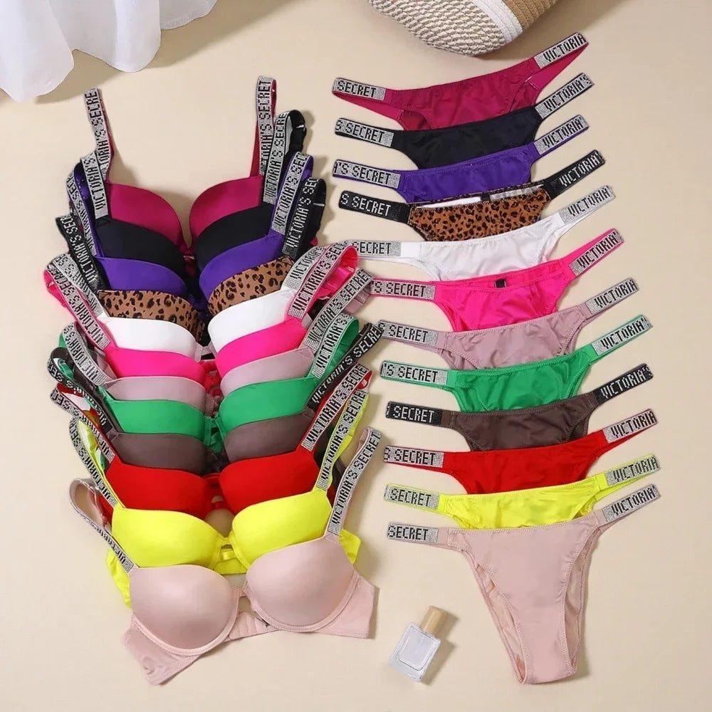 Women's New Fashion Sexy Lingerie Sporty Classic Padded Adjustable push up V Lingerie Set S Underwear Set