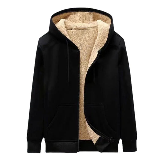 Men's Fleece-Lined Loose Hooded Cardigan Sport Jacket