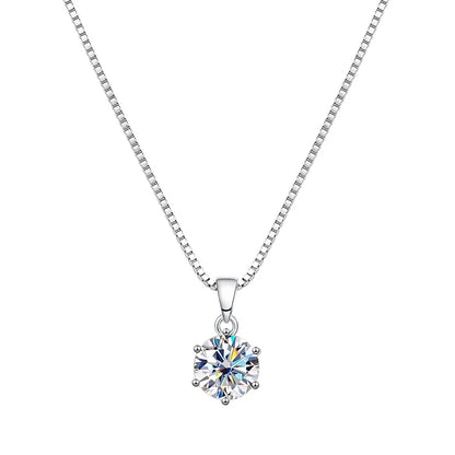 EWYA 1 2 Carat Real Moissanite Pendant Necklace For Women 6 Prong 100% 925 Sterling Silver Wedding Party Bridal Fine Jewelry