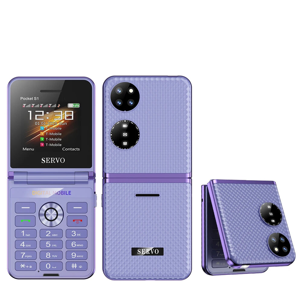 SERVO Pocket S1 Klapp-Handy 4 SIM Standby Anrufaufzeichnung Magische Stimme Kurzwahl Blacklist 2,4" Faltbare tragbare Handys