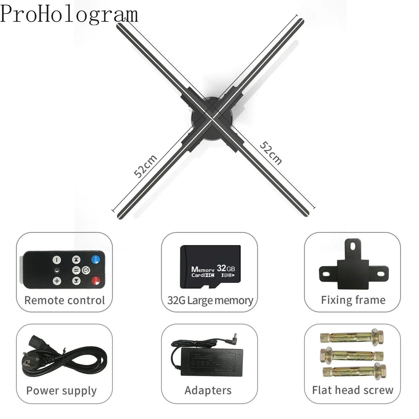3D Fan Hologram Projector Wifi Display Advertising Logo Light Led Sign Holographic Lamp Three-Dimensional Projectors 52-80CM
