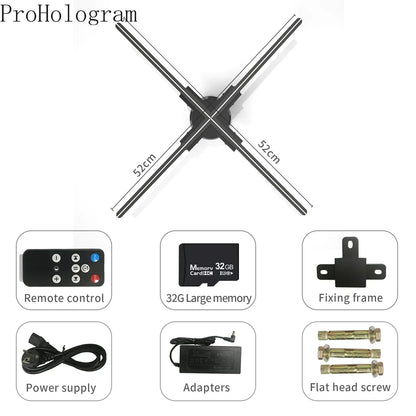 3D Fan Hologram Projector Wifi Display Advertising Logo Light Led Sign Holographic Lamp Three-Dimensional Projectors 52-80CM