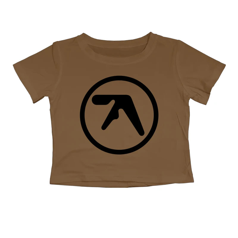 Punk Aphex Twin Print Oversize Hip Hop Women Crop Top Tee