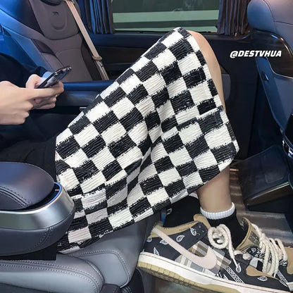 Men's Ice Silk Shorts – Chessboard Loose Casual Fit