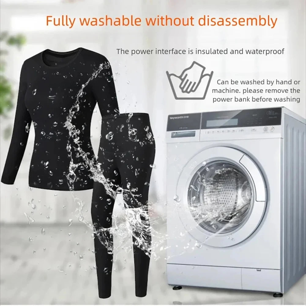 52 Areas Heated Underwear Skiing Electric Heated Skiing Underwear Winter Snowboarding Thermal Underwear Women Men Heating Jacket