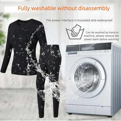 52 Areas Heated Underwear Skiing Electric Heated Skiing Underwear Winter Snowboarding Thermal Underwear Women Men Heating Jacket