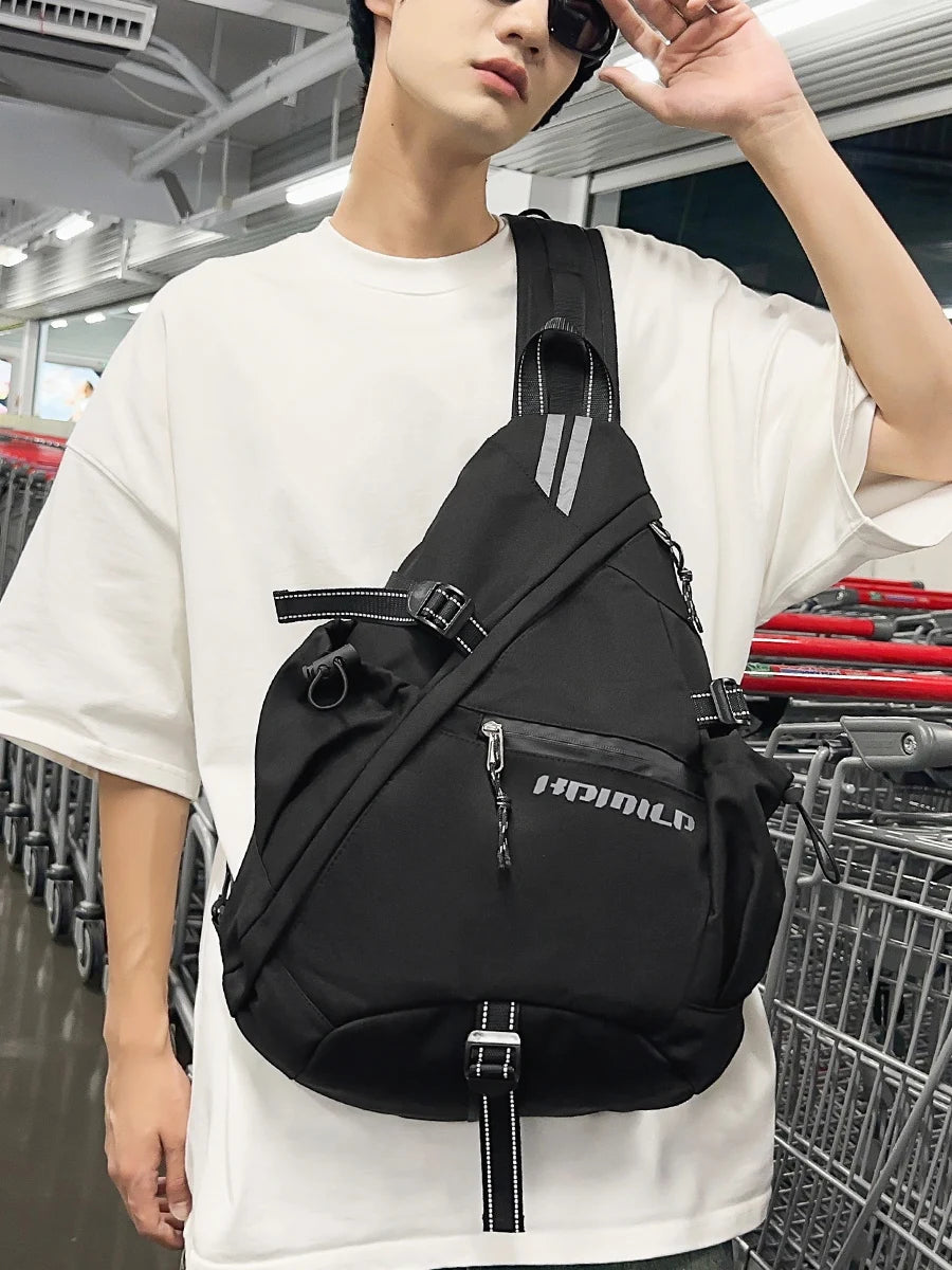 Men's Reflective Night Riding Crossbody Sling Bag