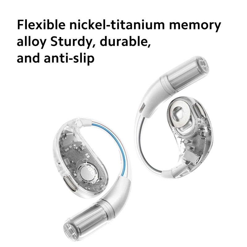 Two flexible nickel-titanium memory alloy products on a white background with text describing their properties.