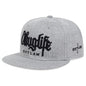 Gray cap with 'Chug Life Outlaw' text on a white background