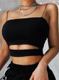 Mode Heiß Sexy Damen Sommer Sexy Lässiges Ärmelloses Cut-Out Kurzes T-Shirt Crop Top Weste Träger Tank Top Bluse