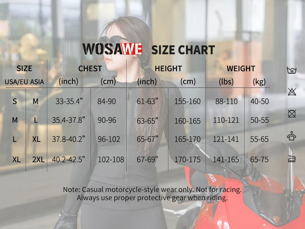 WOSAWE Women Motorcycle Jacket CE Approved Motorcycle Body Armor Summer Downhill Motorbike Protection Moto Racing Clothing