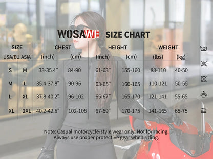 WOSAWE Women Motorcycle Jacket CE Approved Motorcycle Body Armor Summer Downhill Motorbike Protection Moto Racing Clothing