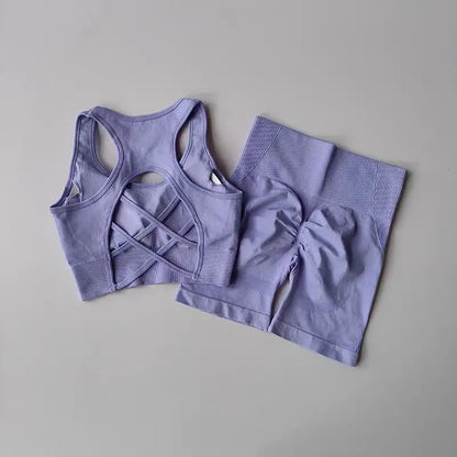 Women's Seamless Yoga Set | Sexy Sport Bra & High Waist Shorts