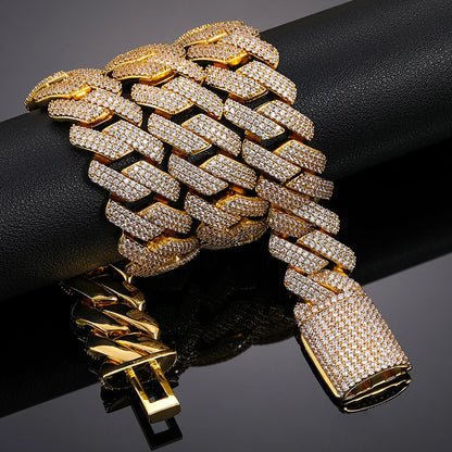 925 Sterling Silver 20mm 3 Row Cubic Zircon Men Cuban Chain Iced Out High Quality Hip Hop Jewelry Gift Dropshipping