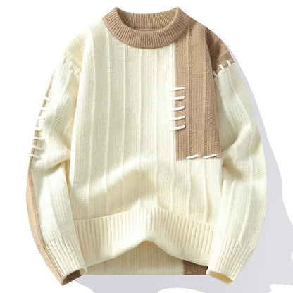 Herbst und Winter Neue Freizeitmode Farbabstimmung Trend Warmer Outdoor Bequemer Pullover Herren Strick Unterhemd