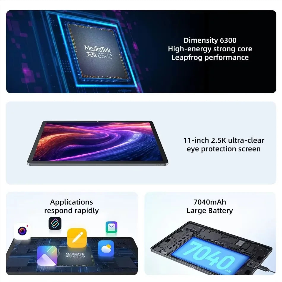 Global ROM Lenovo Xiaoxin Pad 11 2025 Tab 128GB 256GB Dimensity 6300 11" 2.5K Screen 7040mAh WIFI Android Pad Google Play Tablet