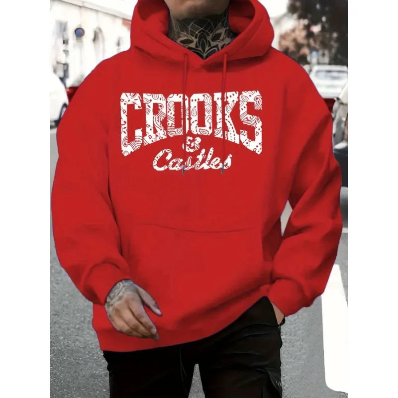[Crooks & Castles | Graphic] Crooks & Castles 1-teiliger Grafik-Hoodie für Herren | Lässiges Polyester-Sweatshirt mit leichtem Stretchanteil