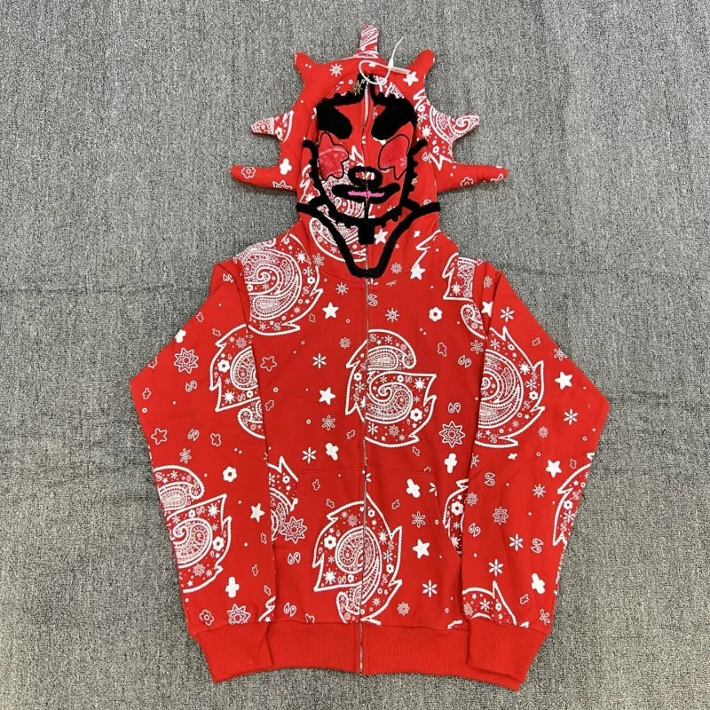 Designer Zipper Pullover Hoodie Oversized Fit Casual Sweater