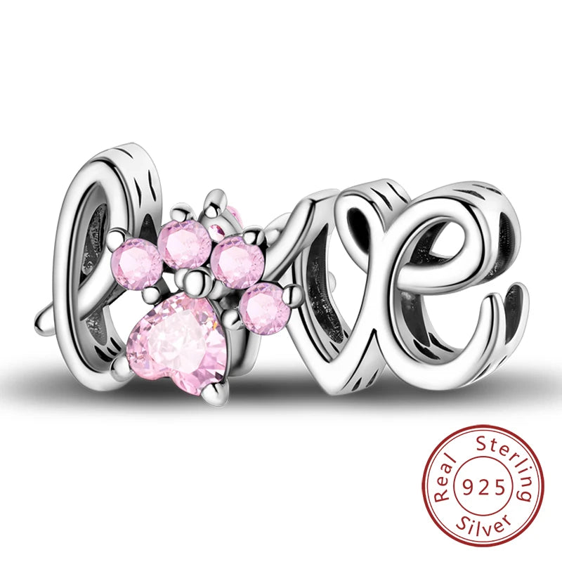 Charm 925 Sterling Silver Pink Pendant Charm Fit Original Charm Bracelet Necklace Beads DIY Jewerlry Accessories