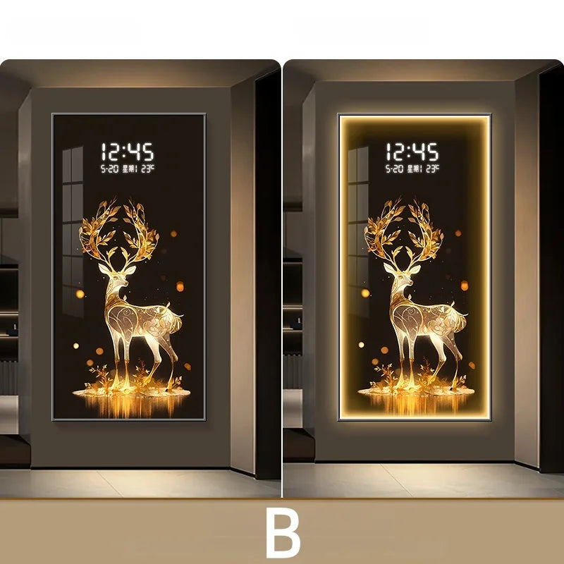 Elk Modern LED Clock Wall Mural Bedroom Corridor Decor