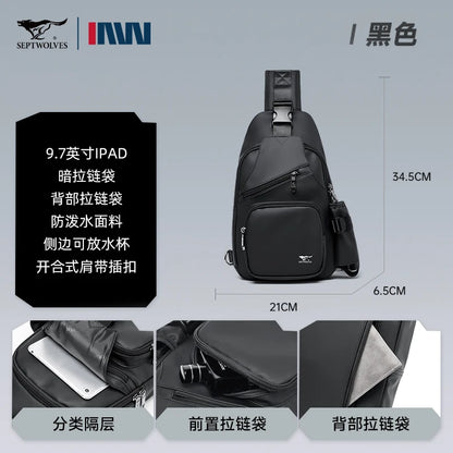 Men's Leather Sling Bag Waterproof Crossbody