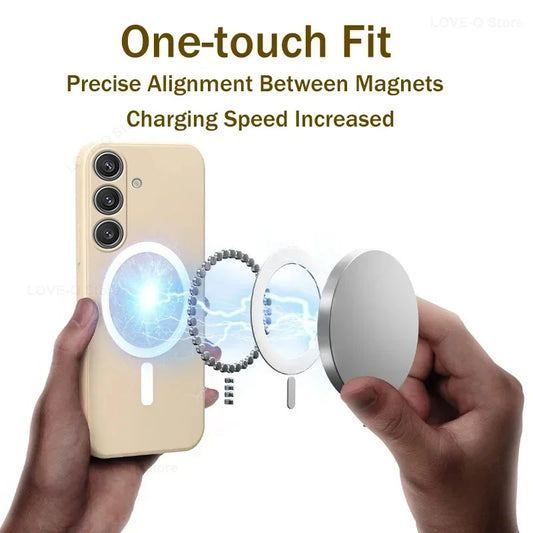 Für Magsafe Magnetisches kabelloses Ladecase für Samsung Galaxy S25 S26 S24 S23 S25 Ultra Plus FE Soft Cases Flüssiges Silikon Cover