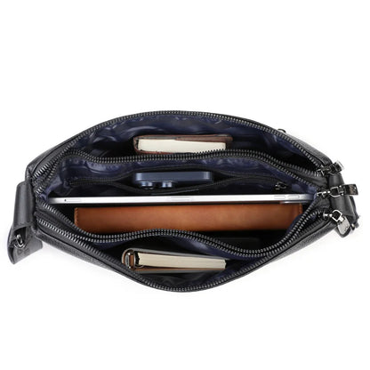 Genuine Leather Men's oulder Bag Casual Busin Crossbody Bag Top Layer Cowhide New 2025 for Youth three-layer zipper shoulder bag