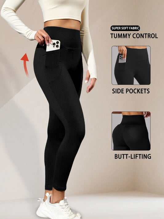 High Waist Yoga Leggings with Pockets – Tummy Control