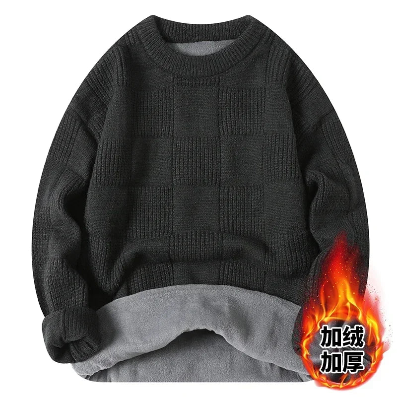 New Solid Color Homestays Men's Autumn and Winter Warm Thick Crewneck Sweater Casual and Comfortable Home Pajamas