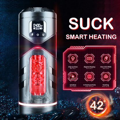 Smart heating device with digital display and features on a dark background