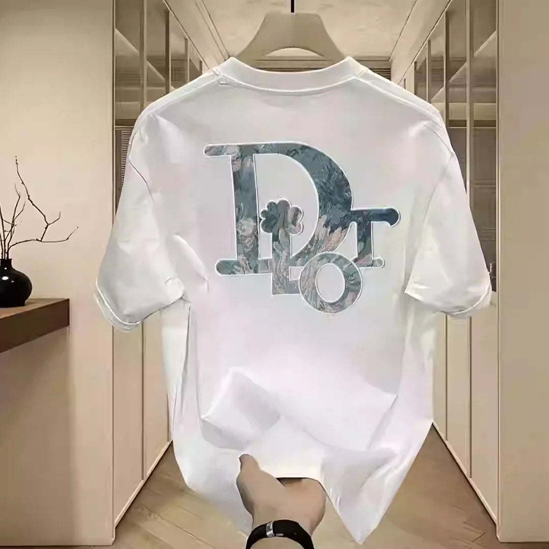 Fashion Luxury Brand 2025 Summer New Designer Print Pattern Pure Cotton High-quality Casual Sports Harajuku Unisex Plus Size