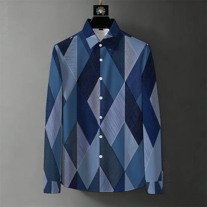 Teglex Men's Retro Graffiti Print Long Sleeve Shirt