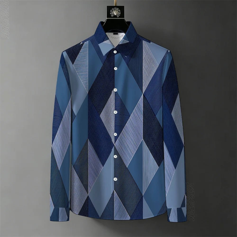 Teglex Men's Retro Graffiti Print Long Sleeve Shirt