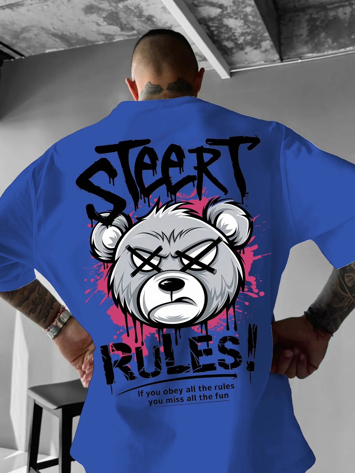 Men's Angry Bear Print T-Shirt | Breathable Street Top