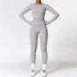 2PCS Yoga Set Women Gym Clothing Fitness Workout Set Sportswear Female Long Sleeve Crop Top High Waist Leggings Sports Suits