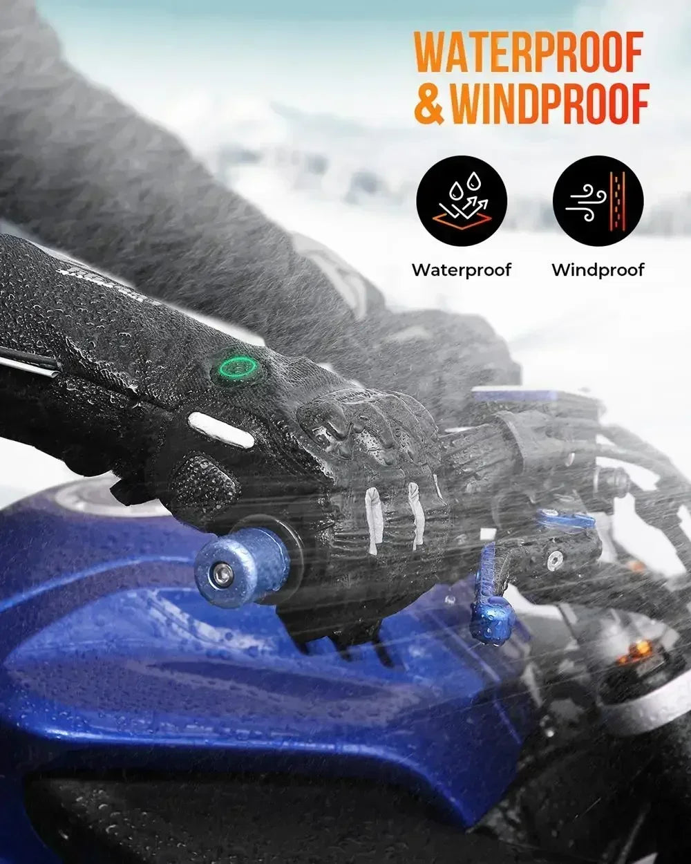 Motorcycle Heated Gloves Touch Screen Winter Warm Skiing Gloves Waterproof Rechargeable Heating Thermal Gloves For Snowmobile