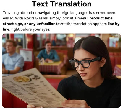 Rokid Glasses AI & AR Glasses with 89 Languages Live Translation Dual-eye Display 12MP Camera Ultra Light Smart Glasses