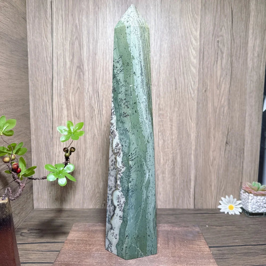 Natural Large Green Jade Stone Healing Crystal Reiki Energy Home