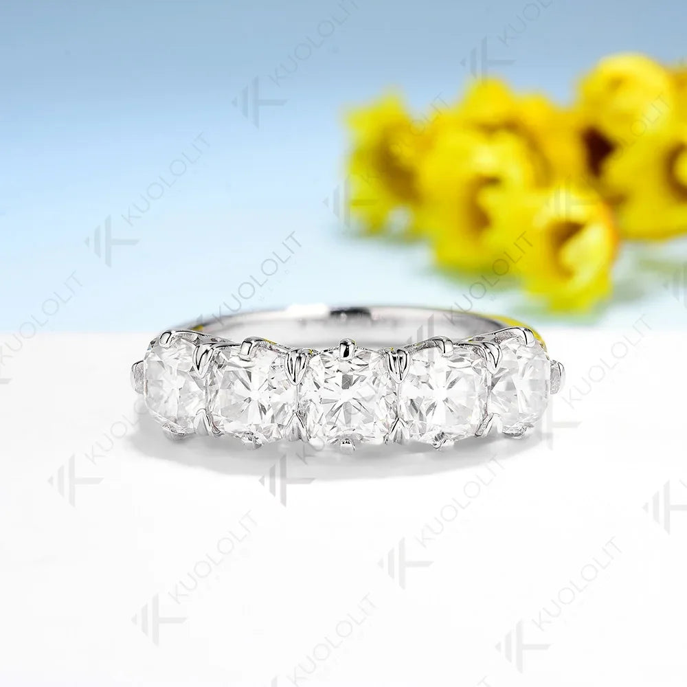 Kuololit 2.5CTW OMC Moissanite Rings for Women Solid 18K 14K 10K 925 Silver Yellow Gold Cushion Cut for Anniversary Engagement
