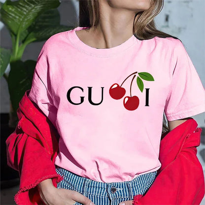 Hochwertiges Damen-T-Shirt mit Buchstaben-Print, lässige Bluse, Oberteile, Sommer, klassischer Stil, Kurzarm, Damen, Harajuku, Y2K-Tee