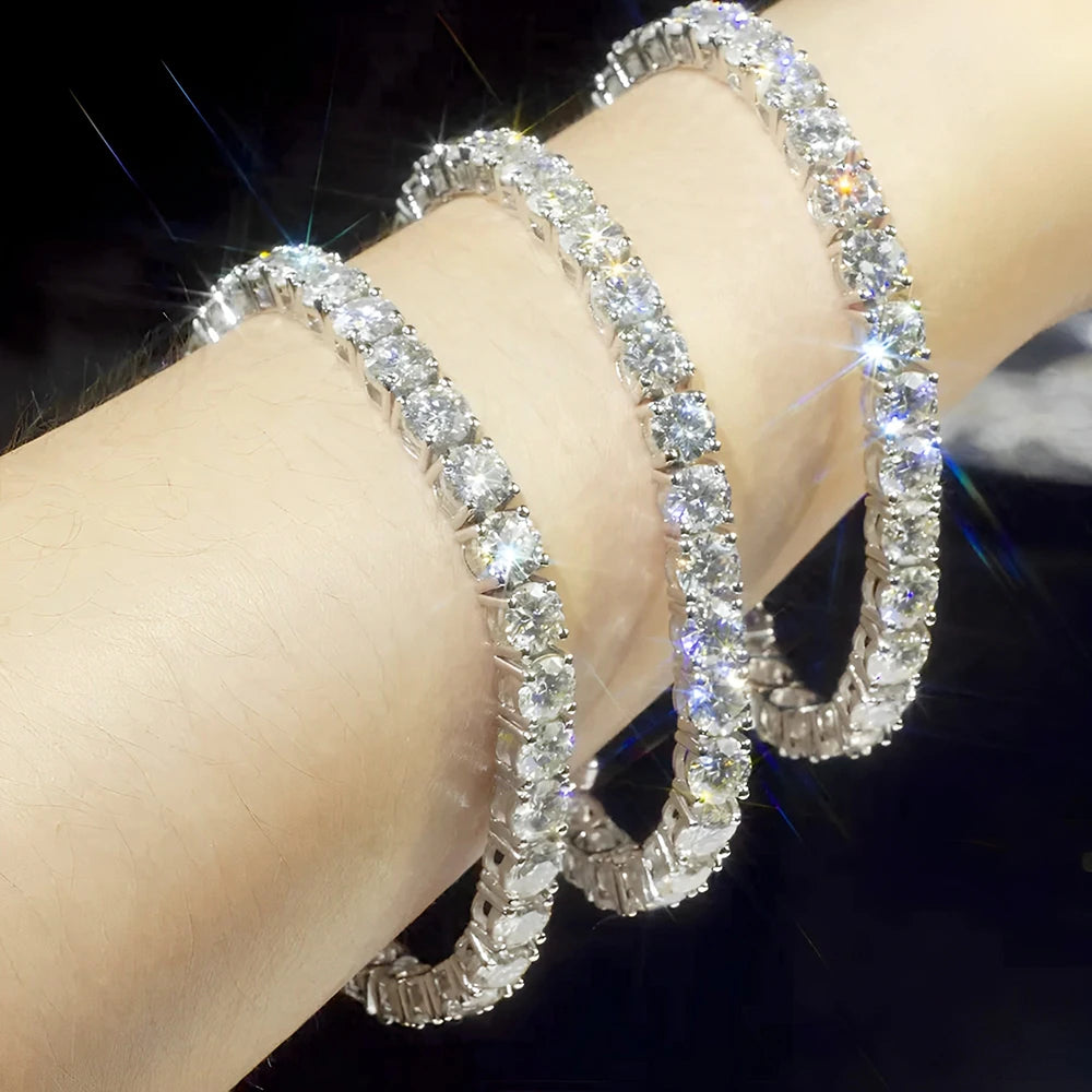 DJMAX 3-6.5mm Full Moissanite Tennis Bracelet For women Original 925 Sterling Silver Man's Moissanite Tennis Chain  New 2025