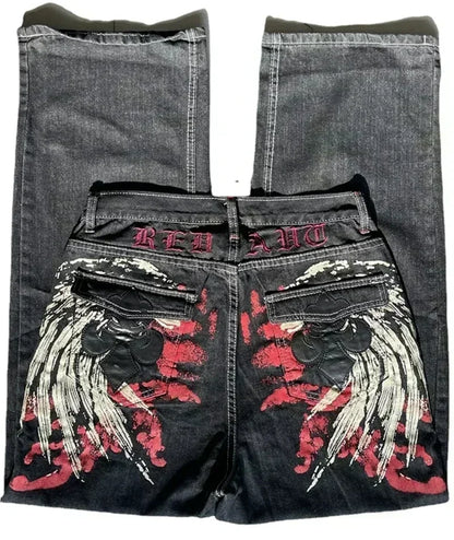 American Y2K 2025 New Baggy Wide Leg Black Jeans Overszied Women Street Casual Joker Denim Pants Couple Jeans Vintage Streetwear