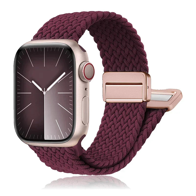 Geflochtenes Band für Apple Watch Armband 44mm 40mm 45mm 46mm 49mm 41mm 38 Magnetisches Nylonarmband iWatch Serie SE 7 6 8 9 10 Ultra 2