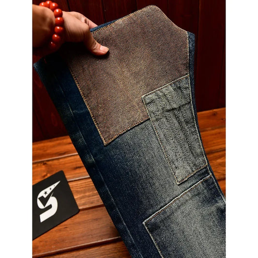 Men's Vintage Patchwork Jeans – Slim Retro Street