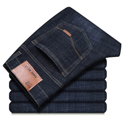 JEAN New Business Men's Jeans Casual Straight Stretch Fashion Classic Blue Black Work Denim Trousers Male Brand Clothing