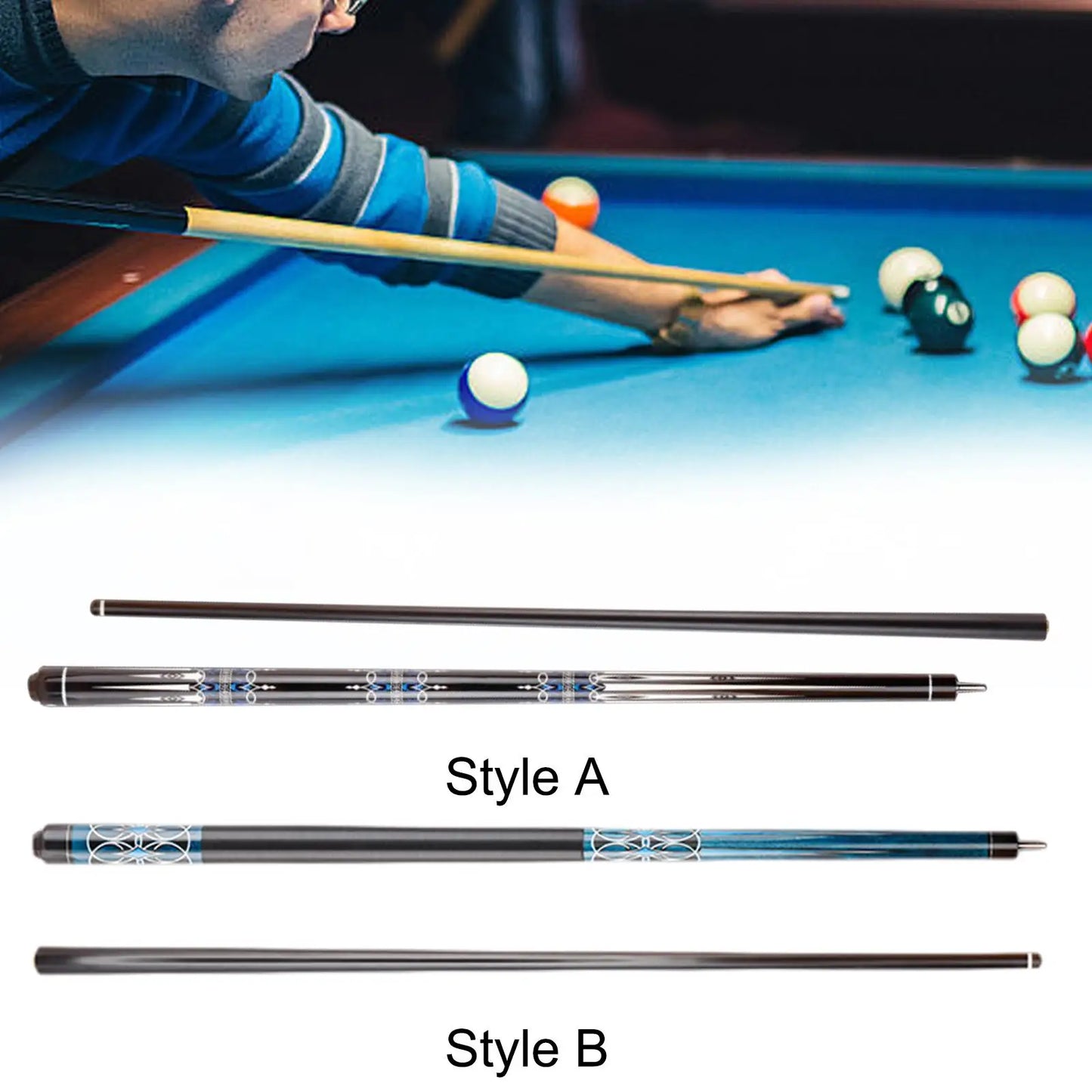 Pool Cue Carbon Fiber Nine Ball Pool Cue Portable Segmented Full Size 58inch Billiard Cue for Adults Beginners Practice Training
