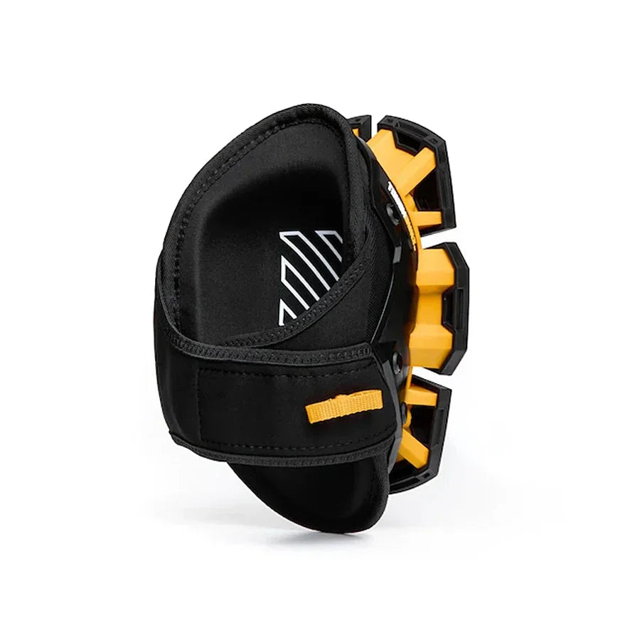 Black and yellow knee pad on a white background