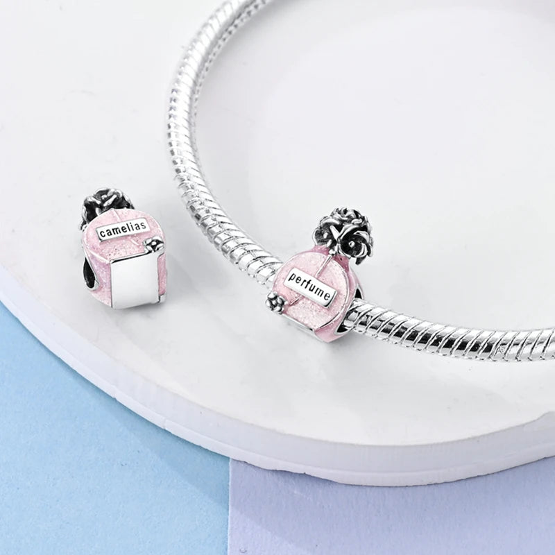 Charm 925 Sterling Silver Pink Pendant Charm Fit Original Charm Bracelet Necklace Beads DIY Jewerlry Accessories