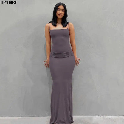 Women's Satin Backless Bodycon Maxi Slip Dress
